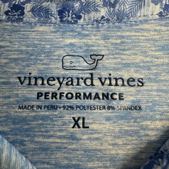 Vineyard Vines Performance Polo Tank Top Hibiscus Blue Floral XL Golf Activewear - Picture 4 of 6